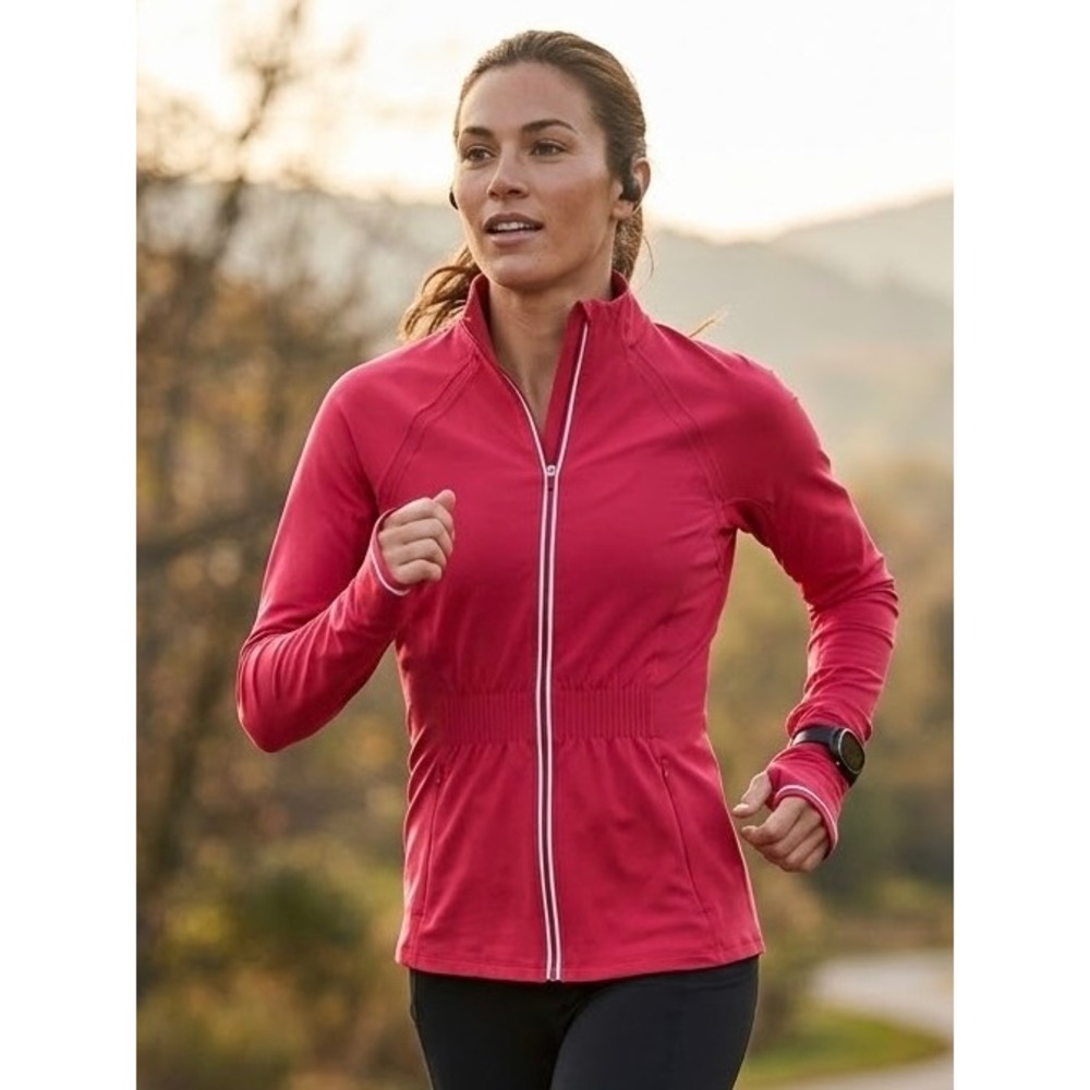 Athleta Womens Magenta Pink Full Zip Running Jacket Reflective Trim XXS
